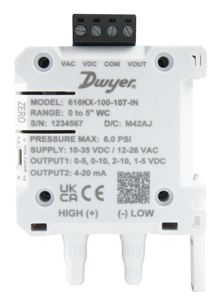 DWYER 616KX-200-204-IN. PRESSURE TX, DIFF, 250PA, ANALOG