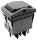 E-SWITCH RB547A1100-136 Rocker Switch, IP67, (On)-Off-On, DPDT, Illuminated, Panel, Snap-In, Black, RB5 Series