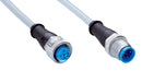 SICK YF2A14-040VB3M2A14 Sensor Cable, A Coded, Grey, M12 Receptacle, M12 Plug, 4 Positions, 4 m, 13.1 ft