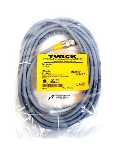 TURCK RKC4.5T-5/TEL Sensor Cable, A Coded, M12 Receptacle, Free End, 5 Positions, 5 m, 16.4 ft
