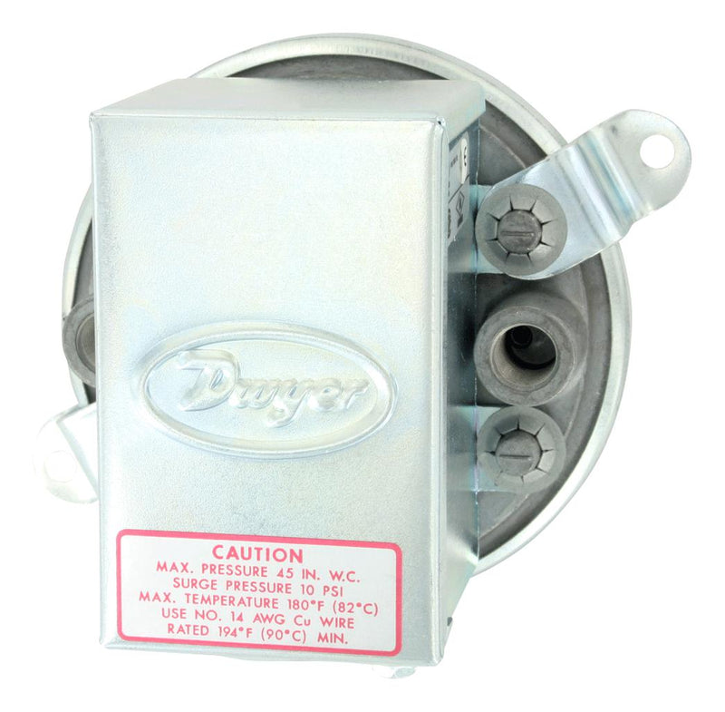 DWYER 1910-1 Pressure Switch, 15A/480VAC, Differential, 1/8" FNPT, 0.4 Inch-H2O, 1.6 Inch-H2O, SPDT, 480 VAC