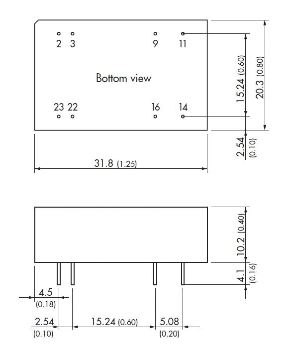 TRACO POWER TEN 6-2423N Isolated Through Hole DC/DC Converter, ITE, DIP, 2:1, 6 W, 2 Output, 15 V