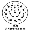 ITT CANNON KPSE06F22-21PX Circular Connector, KPS Series, MIL-DTL-26482 Series I, Straight Plug, 21 Contacts, Crimp Pin