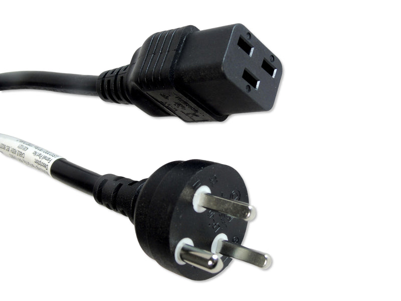 MULTICOMP PRO GW-151853 Mains Power Cord, Mains Plug, Denmark to IEC 60320 C19, 2 m, 16 A, 250 V, Black