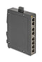 HARTING 24 03 008 0010 Switch, 8 Ports, Commercial, Unmanaged Fast Ethernet, DIN Rail, RJ45 x 8, 10Mbps, 100Mbps