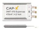 CAP-XX DMT334R2S474M3DTA0 Supercapacitor, Prismatic Ultra Thin, 0.47 F, 4.2 V, Solder, &plusmn; 20%
