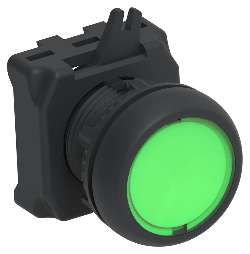 ALCOSWITCH - TE CONNECTIVITY IPE22FLILGR Industrial Pushbutton Switch, IPE Series, 22.5 mm, SPST-1NC / 1NO, Momentary, Round Flush, Green