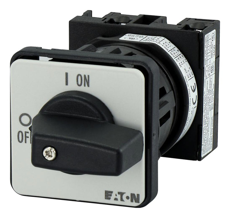 EATON MOELLER T0-1-8200/EZ Rotary Switch, On-Off, 2 Position, 1 Pole, 90 &deg;, 20 A, 690 V, T0 Series