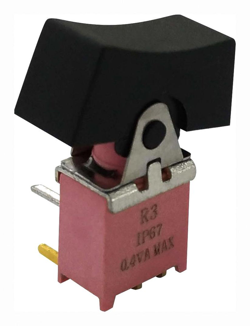 MULTICOMP PRO MP-R3-2B-C-SB5-G-14 Rocker Switch, Subminiature, IP67, On-On, SPDT, Non Illuminated, Through Hole, Black