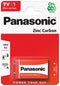 PANASONIC 6F22RZ/1BP Battery, 9 V, D, Zinc Carbon, Snap Contact