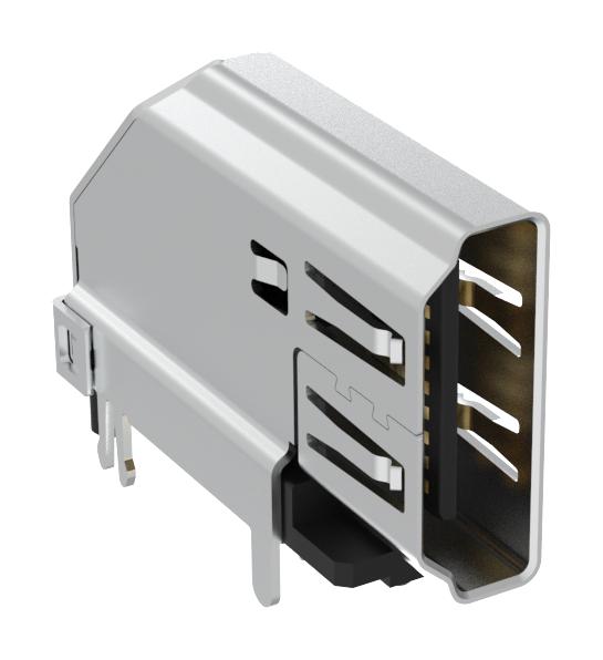 AMPHENOL COMMUNICATIONS SOLUTIONS G45AA1907108HR HDMI Connector, 19 Contacts, Receptacle, PCB Mount, Through Hole Right Angle
