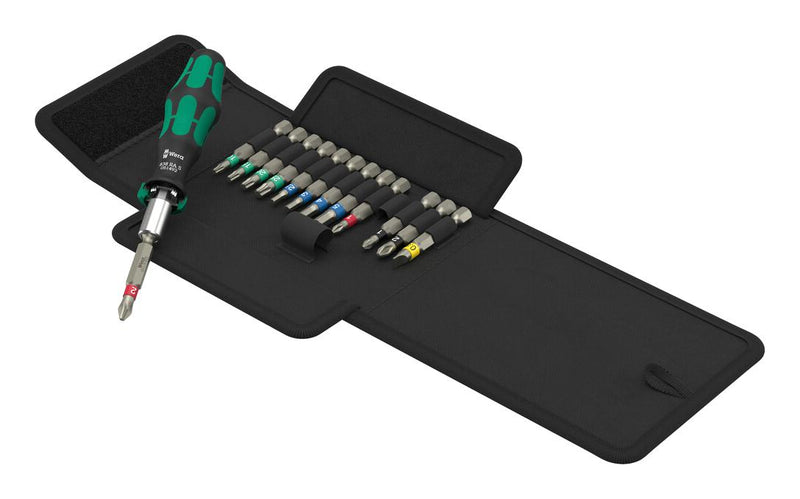 WERA 05051060001 Screwdriver Set, Bit holding/Phillips/Pozidrive/Torx/Hex/Slotted Bits/Fastener Strip, 14 Pieces