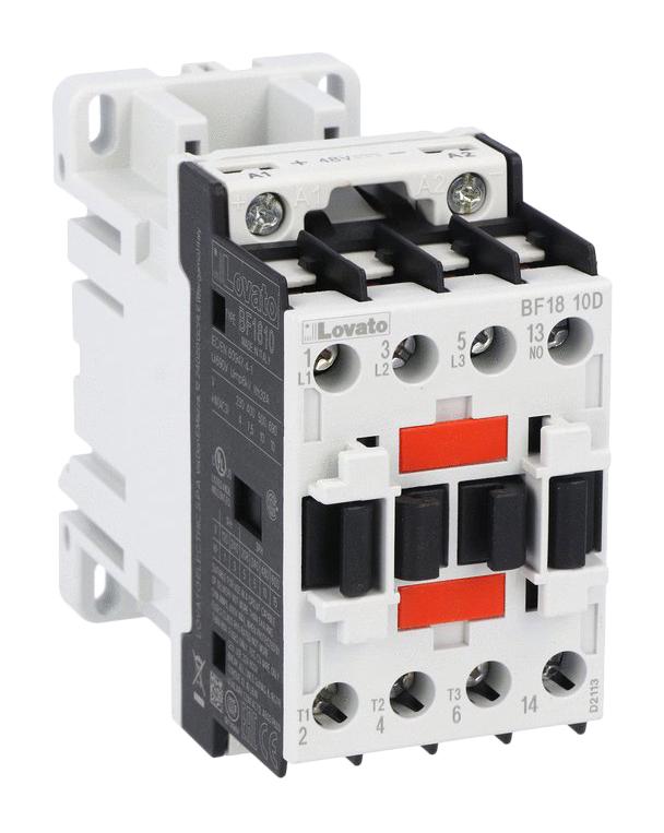 LOVATO BF1810D024 Contactor, 18 A, DIN Rail, 690 VAC, 3PST-NO, 3 Pole, 10 kW