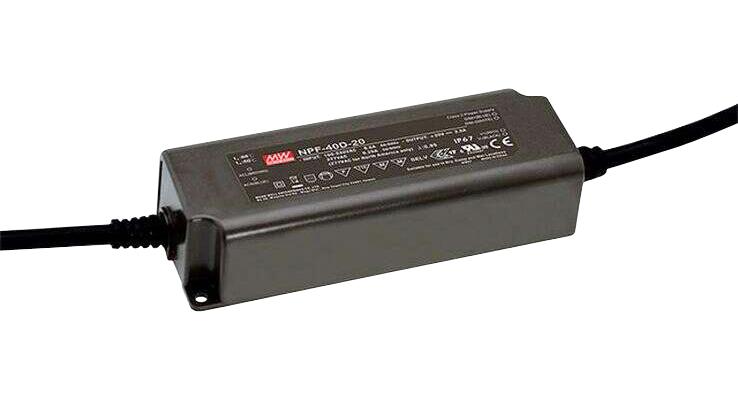 MEAN WELL NPF-40D-42 LED Driver, Household & LED Lighting, 40.32 W, 42 V, 960 mA, Constant Current, 90 VAC