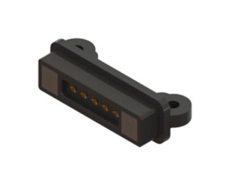 EDAC 686J0521250124E Magnetic Connector, 5 Contacts, Receptacle, Right Angle, 2 mm, 2 A, Black