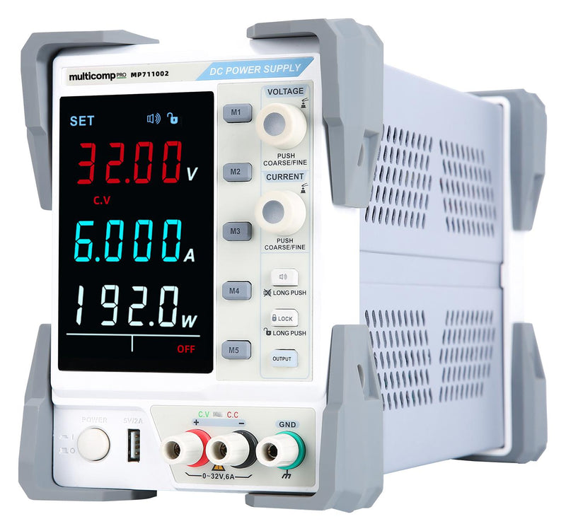 MULTICOMP PRO MP711002 Bench Power Supply, USB Power Output, Programmable, 2 Output, 0 V, 32 V, 0 A, 6 A