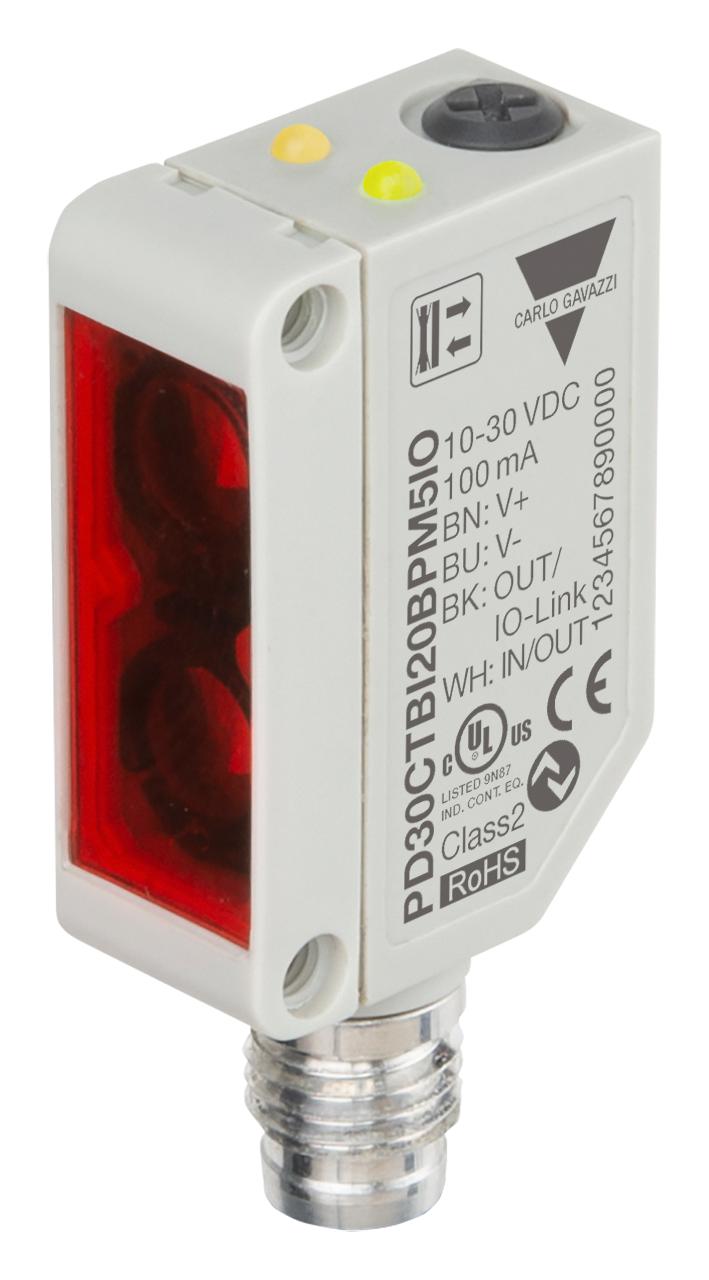 CARLO GAVAZZI PD30CTBI20BPM5IO Sensor, Photo, 200  mm, NPN/Push Pull/PNP, Background Suppression, 10 to 30 VDC, M8 Connector