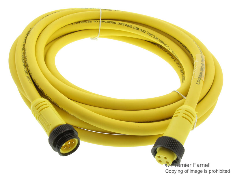 MOLEX 130010-0864 Sensor Cable, BRAD Mini-Change, 7/8" Plug, 7/8" Receptacle, 4 Positions, 1 m, 3.28 ft