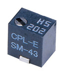 NIDEC COMPONENTS SM-43TW202 Trimmer, Multi Turn, RuO2 Cermet, Top Adjust, 2 kohm, Surface Mount, 5 Turns