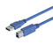 L-COM CAU3AB-03M USB Cable, Type A Plug to Type B Plug, 300 mm, 11.8 ft, USB 3.0, Blue