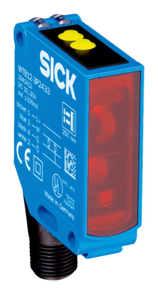 SICK WTB12-3N2413 Photoelectric Sensor, 600mm, NPN, Background Suppression/Proximity, 10 to 30VDC, 4 Pin M12 Connector