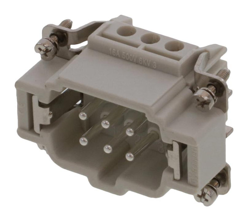 MOLEX 93601-0215 Heavy Duty Connector, GWconnect 93601 Series, Insert, 6 Contacts, 6B, Plug, Screw Pin