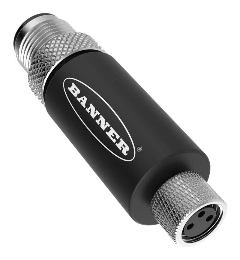BANNER ENGINEERING S15A-M12M4M8F3 In-Line Adapter, Sensors & Indicators, M12 4 Pin Male to M8 3 Pin Female, 30V, S15A Series