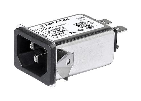 SCHURTER 3-130-965 Filtered IEC Power Entry Module, IEC C14, General Purpose, 10 A, 250 VAC