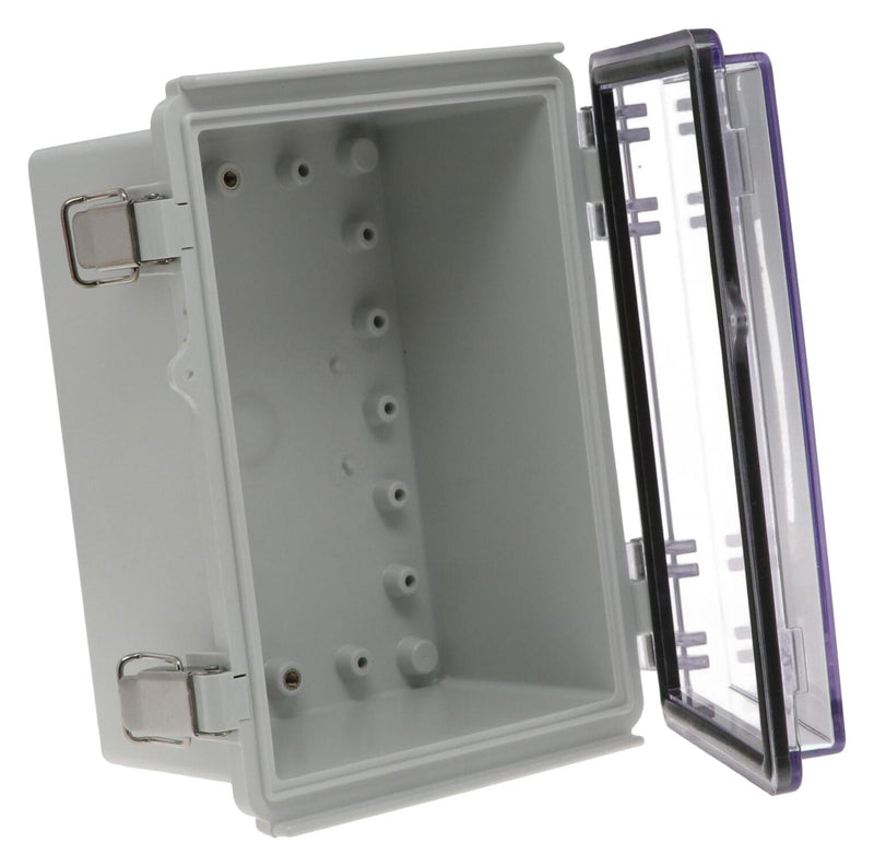 BUD INDUSTRIES PTQ-11036-C ENCLOSURE, PC/GFR, GRAY/CLEAR