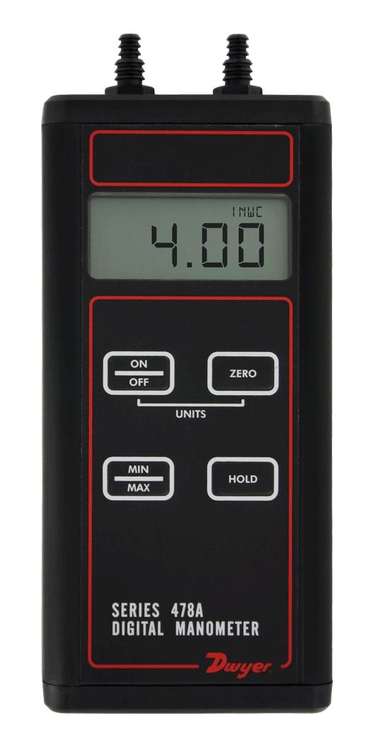 DWYER 478A-1 Pressure Manometer, -60 inH2O to 60 inH2O, 0.1, 1.5 %, -17.8 &deg;C, 60 &deg;C