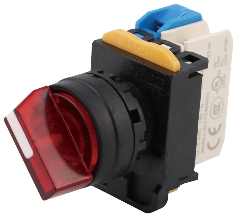 MULTICOMP PRO MPA20F-2E10QM3R Selector Switch, SPST-NO, IP65, 2 Position, 120 V, 10 A, Screw, MP Selector Switches