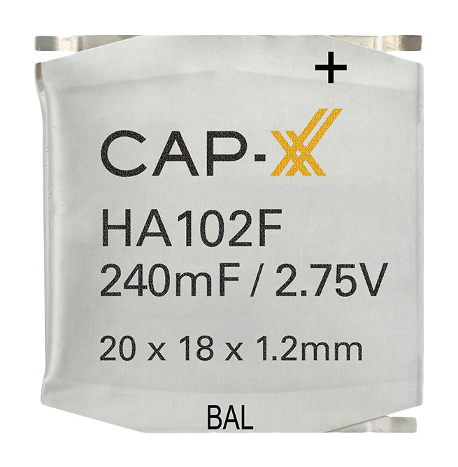 CAP-XX HA102F Supercapacitor, Prismatic Ultra Thin, 0.17 F, 2.5 V, Solder, &plusmn; 20%