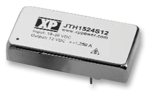 XP POWER JTH1524D12 Isolated Through Hole DC/DC Converter, 4:1 Input, ITE, DIP, 4:1, 15 W, 2 Output, 12 V