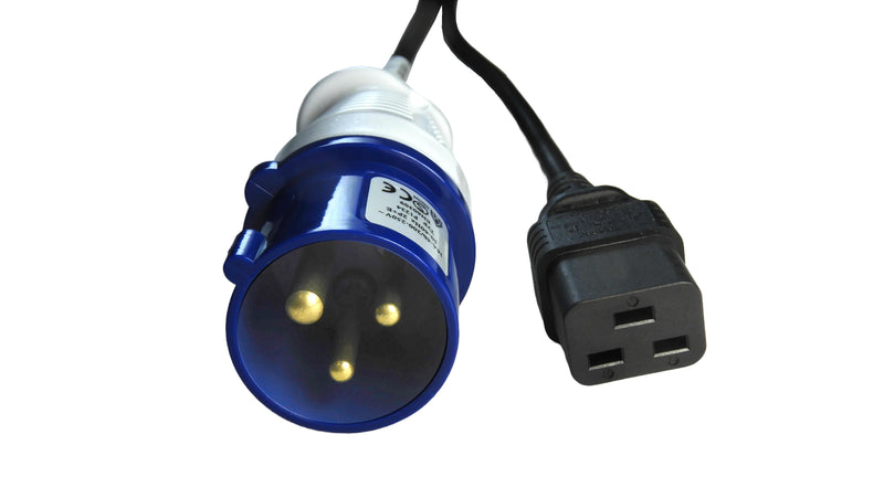 MULTICOMP PRO GW-151826 Mains Power Cord, IEC 60309 to IEC 60320-1 C19, 1 m, 16 A, 250 V, Black, MP-IP44 Commando Series