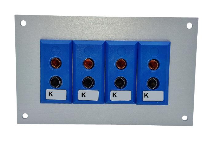 LABFACILITY JS-K-FF + FSP-4 Thermocouple Connector, 66 x 107mm Panel, Standard, K, Socket, 4Way, Blue, JIS, Fascia Mount