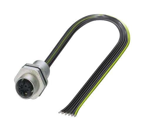 PHOENIX CONTACT 1415301 Sensor Cable, M12 Receptacle, Free End, 5P + PE Positions, 200 mm, 7.9 " 1415301, SACC-E-M12FSM-5PE-M16XL/0,2