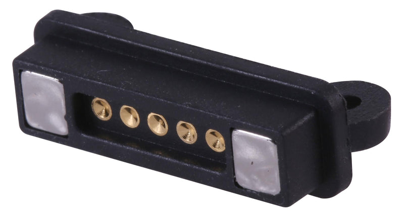EDAC 686J0521250124E Magnetic Connector, 5 Contacts, Receptacle, Right Angle, 2 mm, 2 A, Black