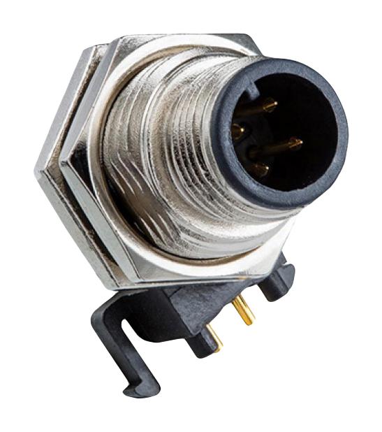 AMPHENOL LTW M12A-03PMMR-SF7003 Sensor Connector, M Series, M12, Male, 3 Positions, Solder Pin, Right Angle Panel PCB Mount