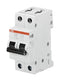 ABB 2CDS252001R0021 Thermal Magnetic Circuit Breaker, MCB, 2P, 20 kA, 230 V, 2 A S202-D2