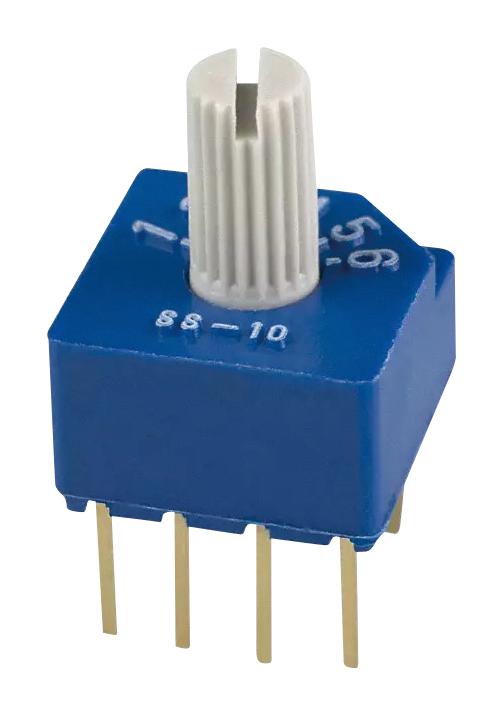 NIDEC COMPONENTS SS-10-16SP-L-AE Rotary Switch, with Knob, DIP, TH, 6 Position, 1 Pole, 28 &deg;, SS-10 Series