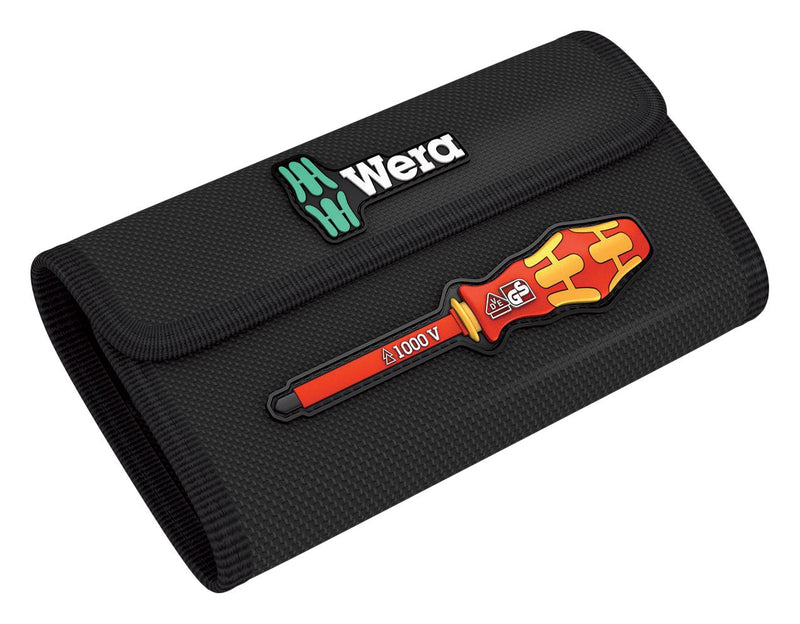 WERA K K VDE 7 UNIVERSAL 2 TIE Screwdriver Set, VDE, Pozidriv/Slotted/Hook and Loop Fastener Strip, Interchangeable Blade, 7 Piece