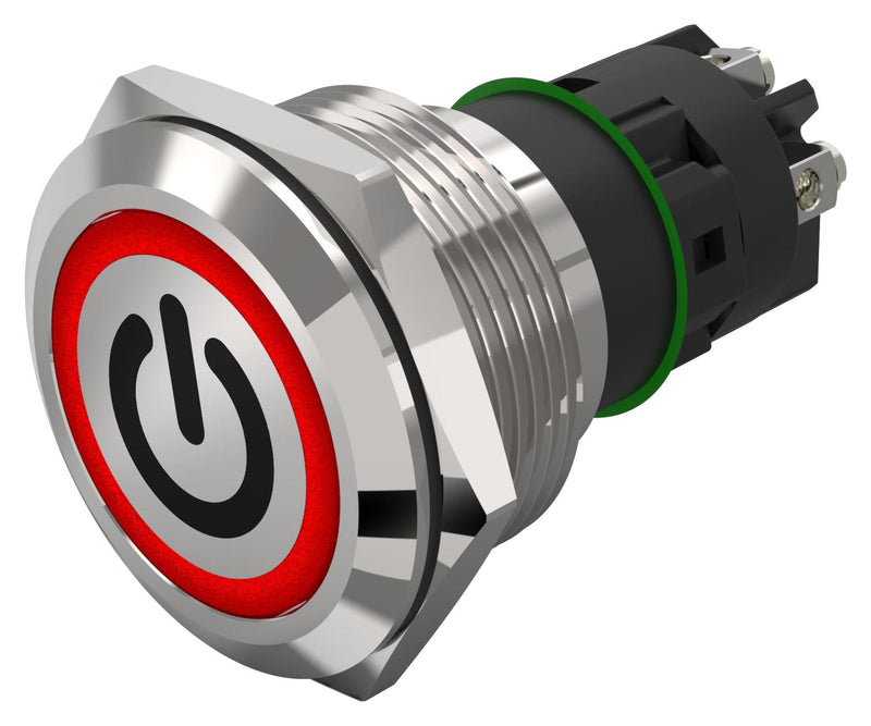 EAO 82-6152.2114.B002 Vandal Resistant Switch, Standby, 82 Series, 22 mm, SPDT, Maintained, Round Flat Flush, Natural
