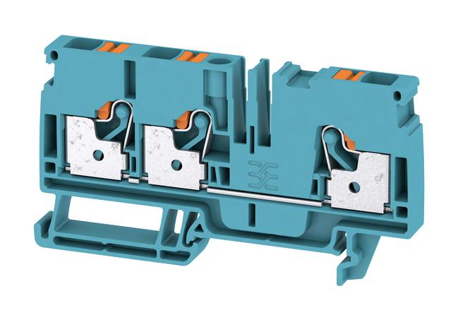 WEIDMULLER 1991830000 DIN Rail Mount Terminal Block, 3 Ways, 22 AWG, 8 AWG, 6 mm&sup2;, Push In, 41 A