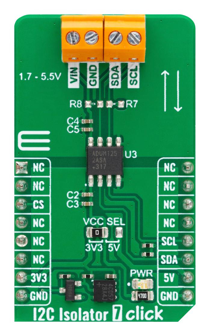 MIKROELEKTRONIKA MIKROE-5943 Add-On Board, I2C Isolator 7 Click, MikroE mikroBUS Compatible Development Boards