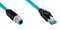 SICK YM2D24-150EF4MRJA4 Sensor Cable, D Coded, Turquoise, M12 Plug, RJ45 Plug, 4 Positions, 15 m, 49.2 ft