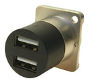 MULTICOMP PRO MP-CP30085 USB Adapter, Metal, USB Type A Receptacle, USB Type A Receptacle, USB 2.0, MCP Dual USB Feedthrough
