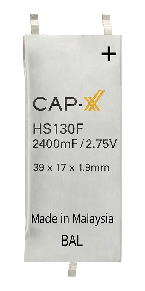 CAP-XX HS130F Supercapacitor, Prismatic Ultra Thin, 0.17 F, 2.5 V, Solder, &plusmn; 20%