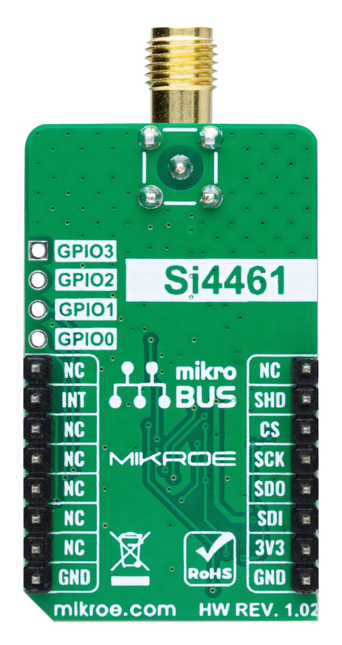 MIKROELEKTRONIKA MIKROE-5978 Add-On Board, ISM 5 Click, Si4461, Transceiver, SPI, 3.3V
