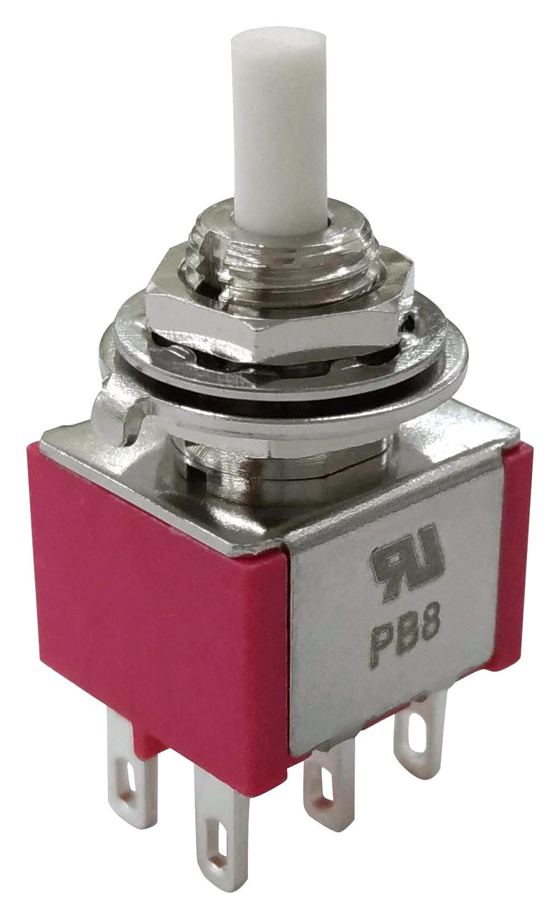 MULTICOMP PRO MP-PB8-BB00A1QE-1 Pushbutton Switch, DPDT, On-(Off), Round Plunger