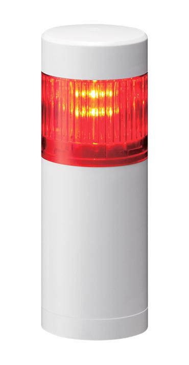 PATLITE LR5-102WJNW-R Signal Tower, 1 Tier, Red, 85 dB, Cable, 4 Tone, 24VDC, IP65, NEMA 4X, NEMA 13